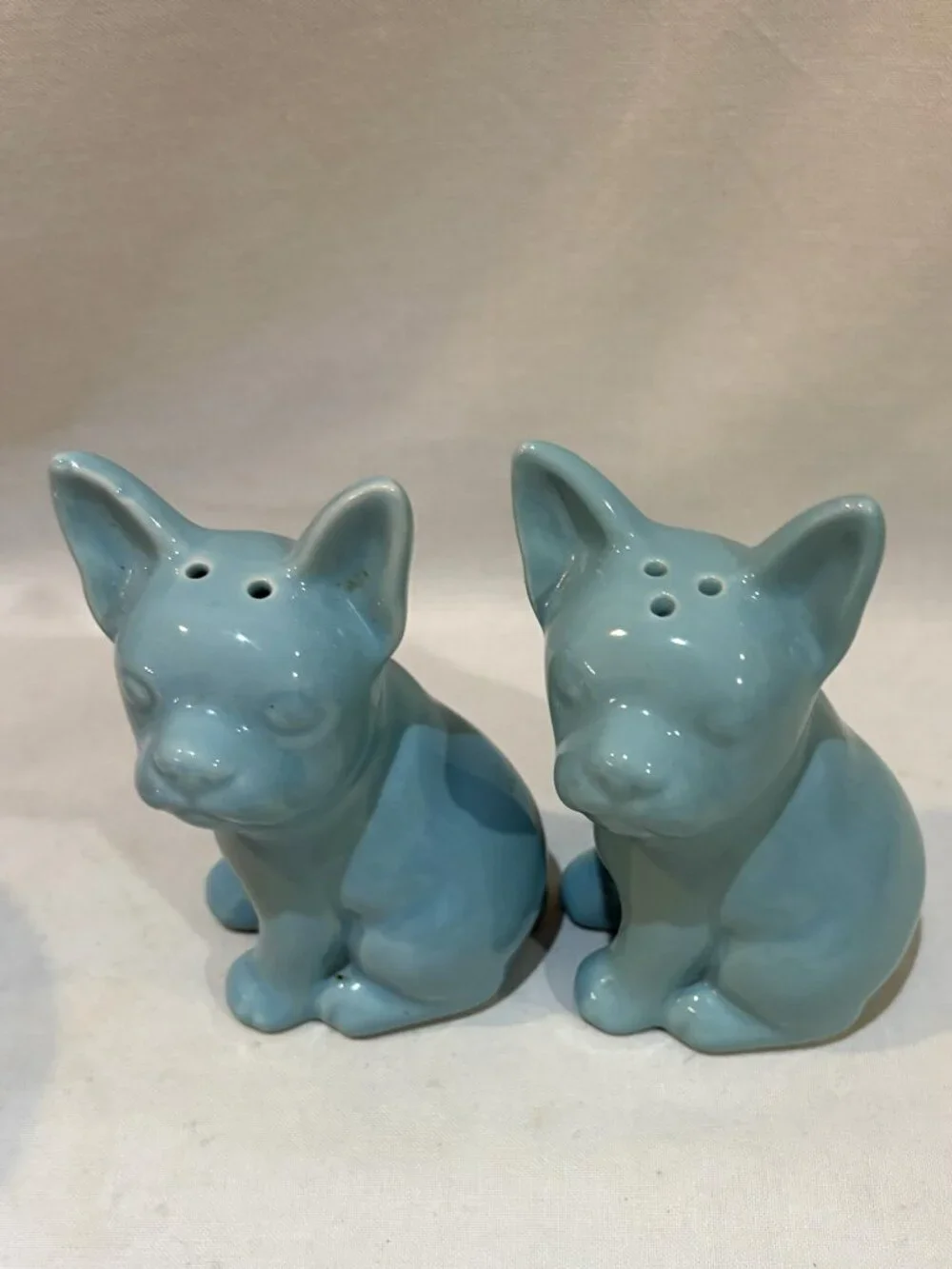 Target French Bulldog Frenchy Salt Pepper Shaker Set Turquoise Blue